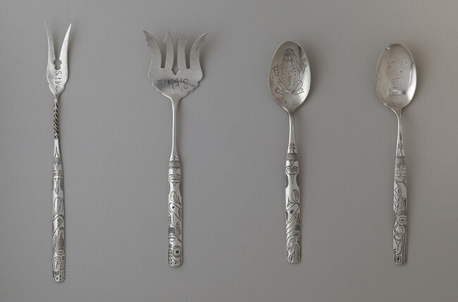 Alternate image #1 of Four Tined Fork, from a Four Piece Silverware Set from Sitka, Alaska