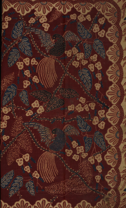 Batik Sarong with Wild Birds and Flowering Vegetal motifs