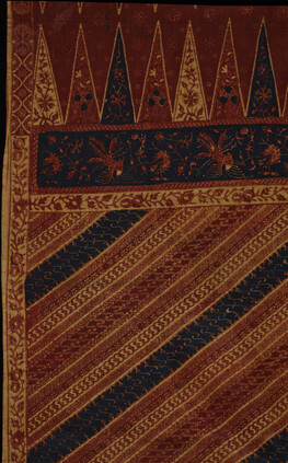 Batik Sarong with Diagonal Stripes and Central panel with Diamond Forms