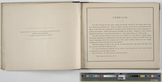 Alternate image #6 of Shaker Music: Inspirational Hymns and Melodies Illustrative of the Resurrection Life and Testimory of the Shakers,  Albany, N.Y.; Weed, Parsons and Company, Publishers, 1875  67 pages.