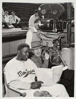 Jackie Robinson and Director Al Green on the set of 