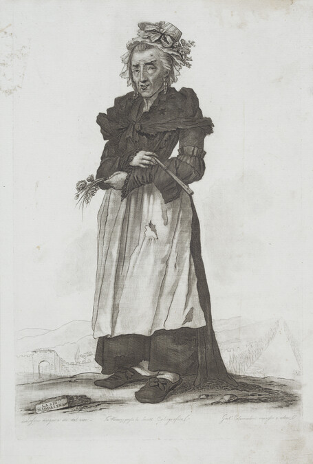 La Signora Maddalena (Standing Woman with Flowers and Fan), from the suite of Florentine Street Characters