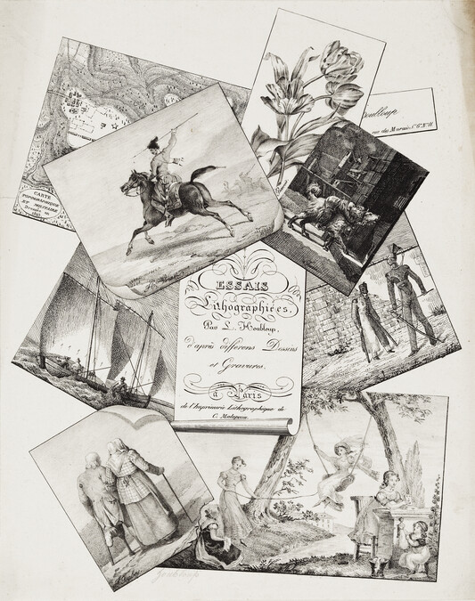 Essais Lithographies par L. Houbloup, d'après differetns Dessins et Gravures (Lithographs by L. Houblop, after different designs and engravings)