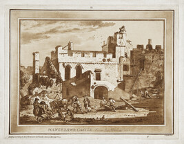 Manerbawr Castle from the Inward Court, from twelve Views in Aquatinta from Drawings taken of the Spot...