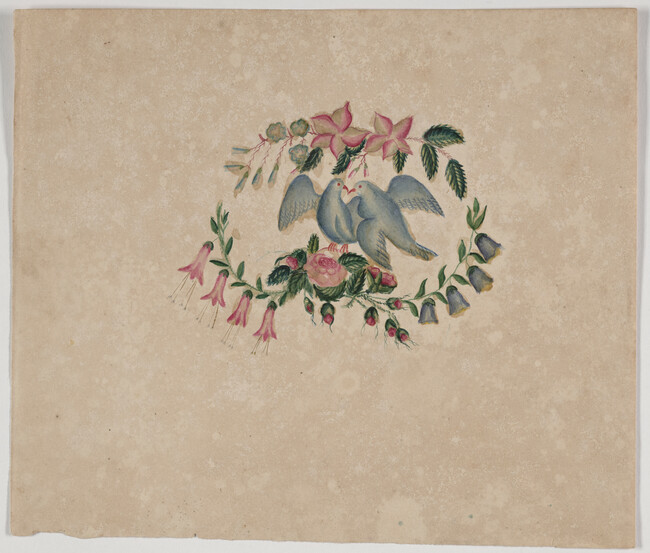 Doves with floral wreath