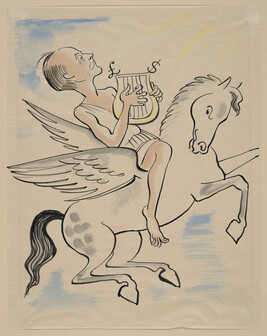 (Man Playing a Harp riding a White Horse) from a Portfolio of 21 Cartoons: 1933