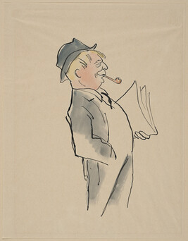 (Man With Pipe and Newspaper) from a Portfolio of 21 Cartoons: 1933