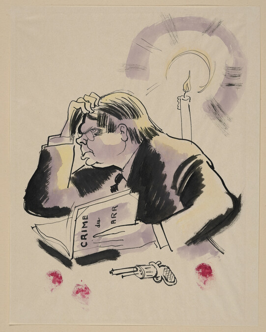 (Man Reading a Book with Pistol) from a Portfolio of 21 Cartoons: 1933