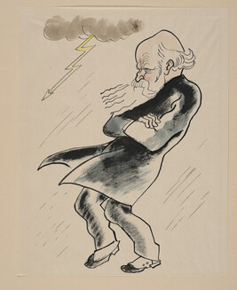 (Bearded Man with Lightning) from a Portfolio of 21 Cartoons: 1933