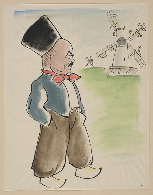 (Man with the Hat and the Money Windmill) from a Portfolio of 21 Cartoons: 1933