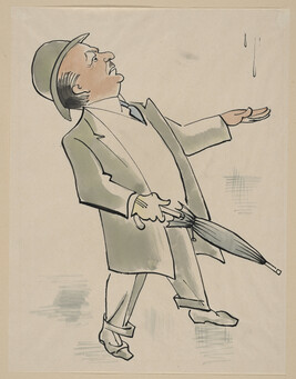(Man in Green Suit with Umbrella) from a Portfolio of 21 Cartoons: 1933