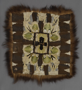 Decorative Pillow Cover Made with Bird Skins and Trimmed with Fur