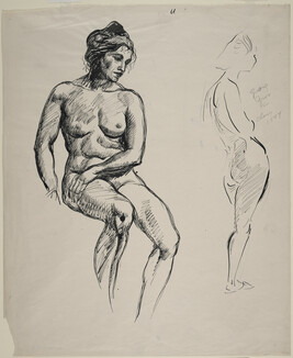 Studies of a Female Nude (central figure by Bischoff; standing figure at right by Grosz)