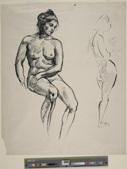 Alternate image #1 of Studies of a Female Nude (central figure by Bischoff; standing figure at right by Grosz)