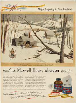 Maxwell House advertisement from unknown magazine (probably Life) featuring a painting by Paul Sample,...