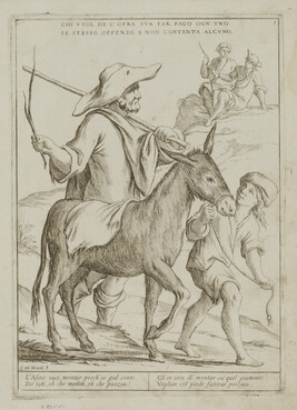 Plate I, from a series of six illustrations for Aesop's Fable, 'The Man, the Boy, and the Donkey' (Chi...