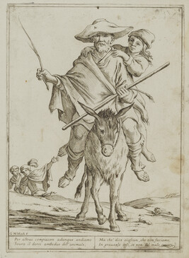 Plate IV, from a series of six illustrations for Aesop's Fable, 'The Man, the Boy, and the Donkey' (Chi...