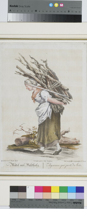 Alternate image #1 of Mädel mit Waldholz. / Paysanne qui porte du bois. (Peasant girl carrying wood)
