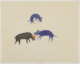 Untitled (Black Musk Ox and Two Unidentified Blue Animals)