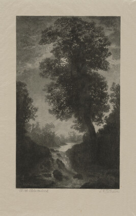 A Waterfall By Moonlight, from the book Engravings on Wood by Members of the Society of American...