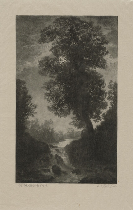 A Waterfall By Moonlight, from the book Engravings on Wood by Members of the Society of American Wood-Engravers