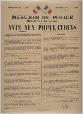 Mésures de Police...Avis aux Population (Police Measures...Warning to the People)