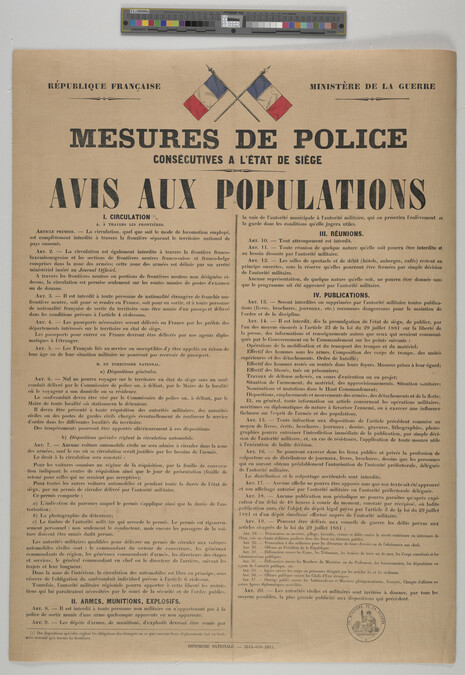 Alternate image #1 of Mésures de Police...Avis aux Population (Police Measures...Warning to the People)