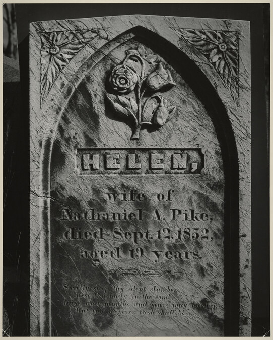 Gravestone: Mrs. Helen Pike, 1852, Paxton cemetery