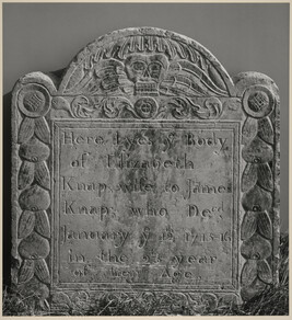 Gravestone: Mrs. Elizabeth Knap, 1715, Watertown cemetery