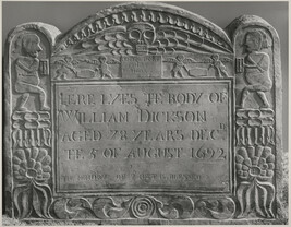Gravestone: William Dickson, 1692, Cambridge cemetery