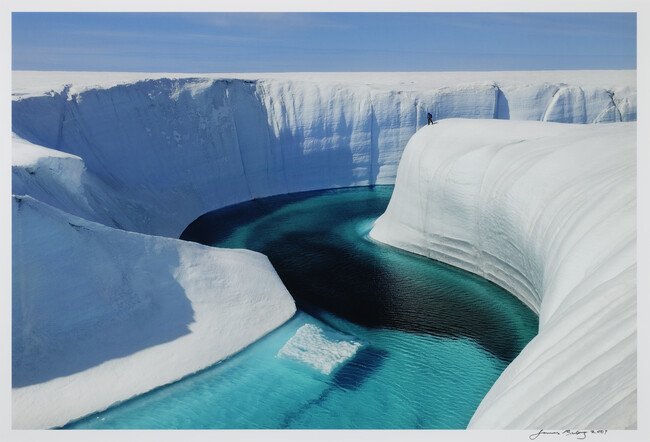 Greenland Ice Sheet, June 28, 2009,  Adam LeWinter surveys Birthday Canyon, from the 