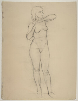 Untitled, Standing Female Nude with Raised Arms (recto)