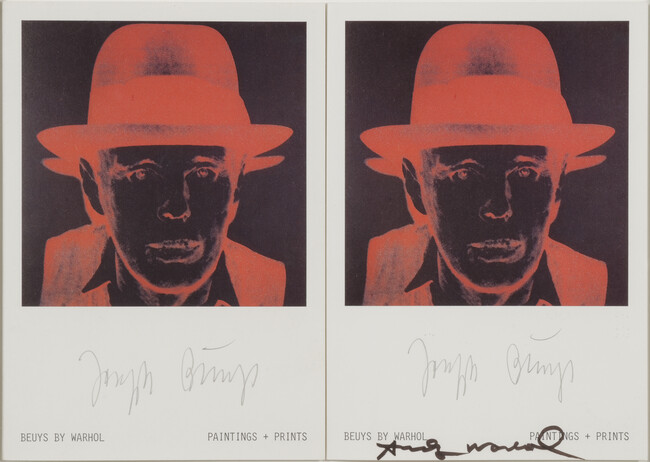 Invitation to the exhibition Beuys by Warhol, Galerie Schellmann & Klüser, Munich

