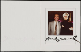 Autographed Polaroid photograph of Trevor J. Fairbrother standing next to a giant cardboard cutout of...