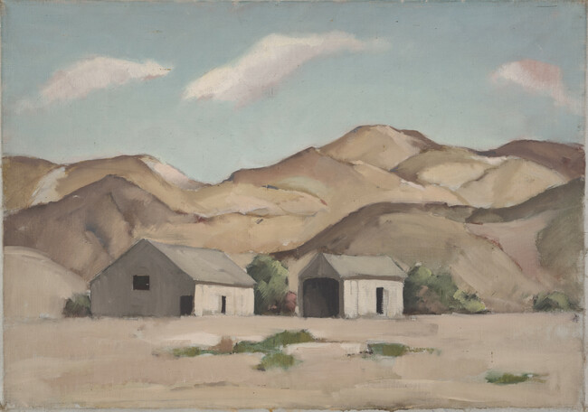 Building and Garage Set in Sand Colored Hills