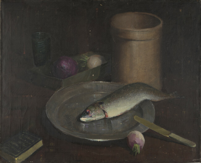 Still Life with Fish, Onion, Knife