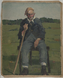 Seated Old Man with Walking Stick