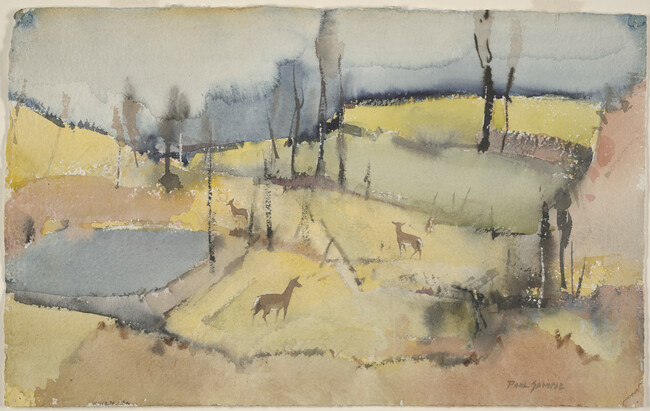 Deer, Autumn (obverse); Untitled, Country Landscape with Barn (reverse)