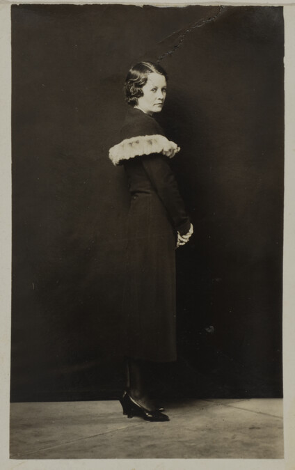 Bessie Birdsong Morgan in Coat with Fur Trimmed Caplet