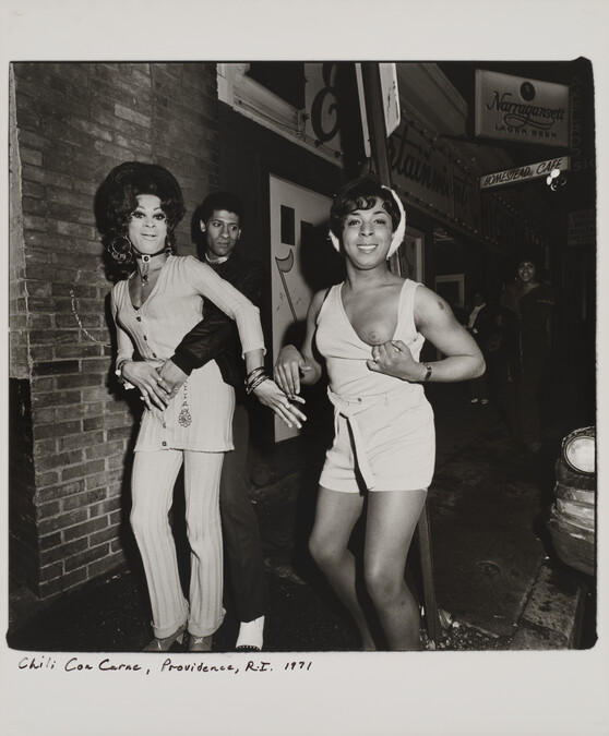 Rhonda Jewels and Chili Con Carne in front of the Homestead Café, Providence, Rhode Island, from the Female Impersonators series