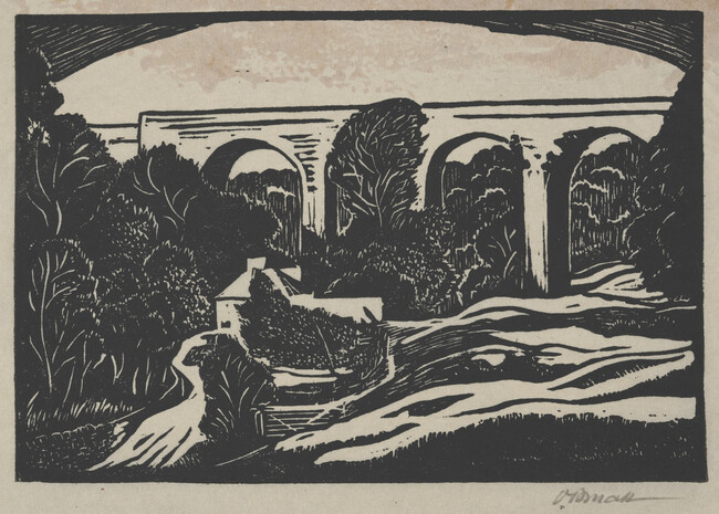 Untitled, from a portfolio of 16 woodcuts (by an inmate at Dannemora Prison, New York)