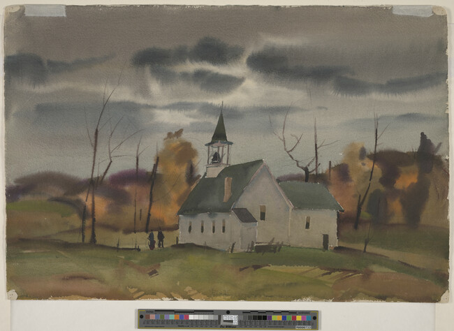 Alternate image #1 of Untitled, Country Church in Autumn Before a Storm