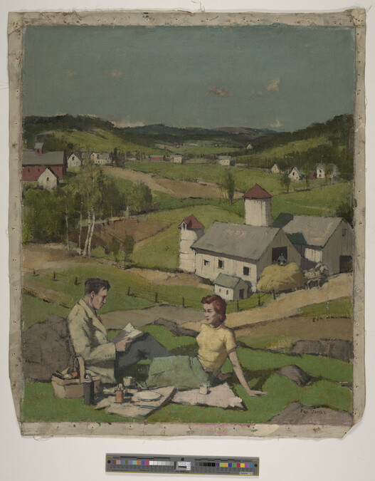 Alternate image #1 of Couple Picnicking on Country Hillside