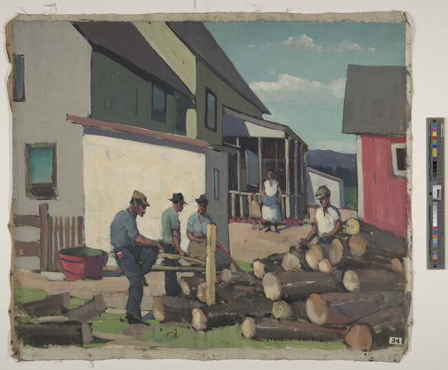Alternate image #1 of Four Men and Lumber Pile