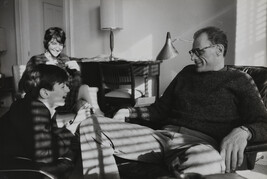 Arthur Miller and his children Bobsie and Jaime at his New York City Hotel