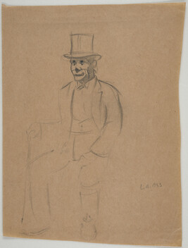 Sketch of man in top hat with clown makeup