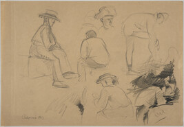 Sketch of six circus figures