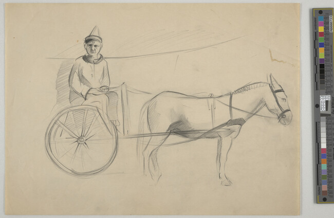 Alternate image #1 of Sketch of horse pulling cart with clown
