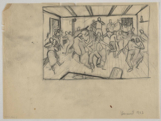 Compositional study of room with people dancing