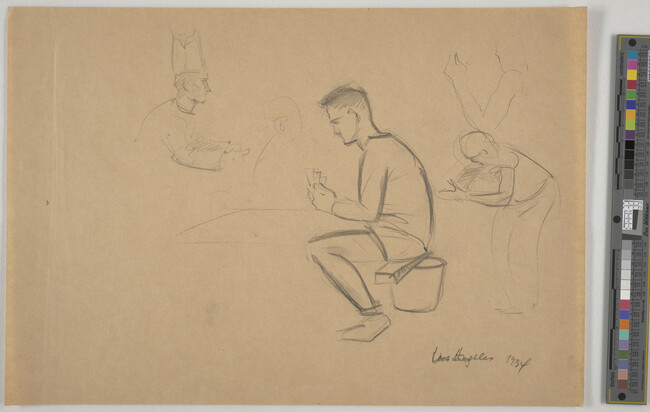 Alternate image #1 of Five figure studies, including one of chef and one of seated man playing cards